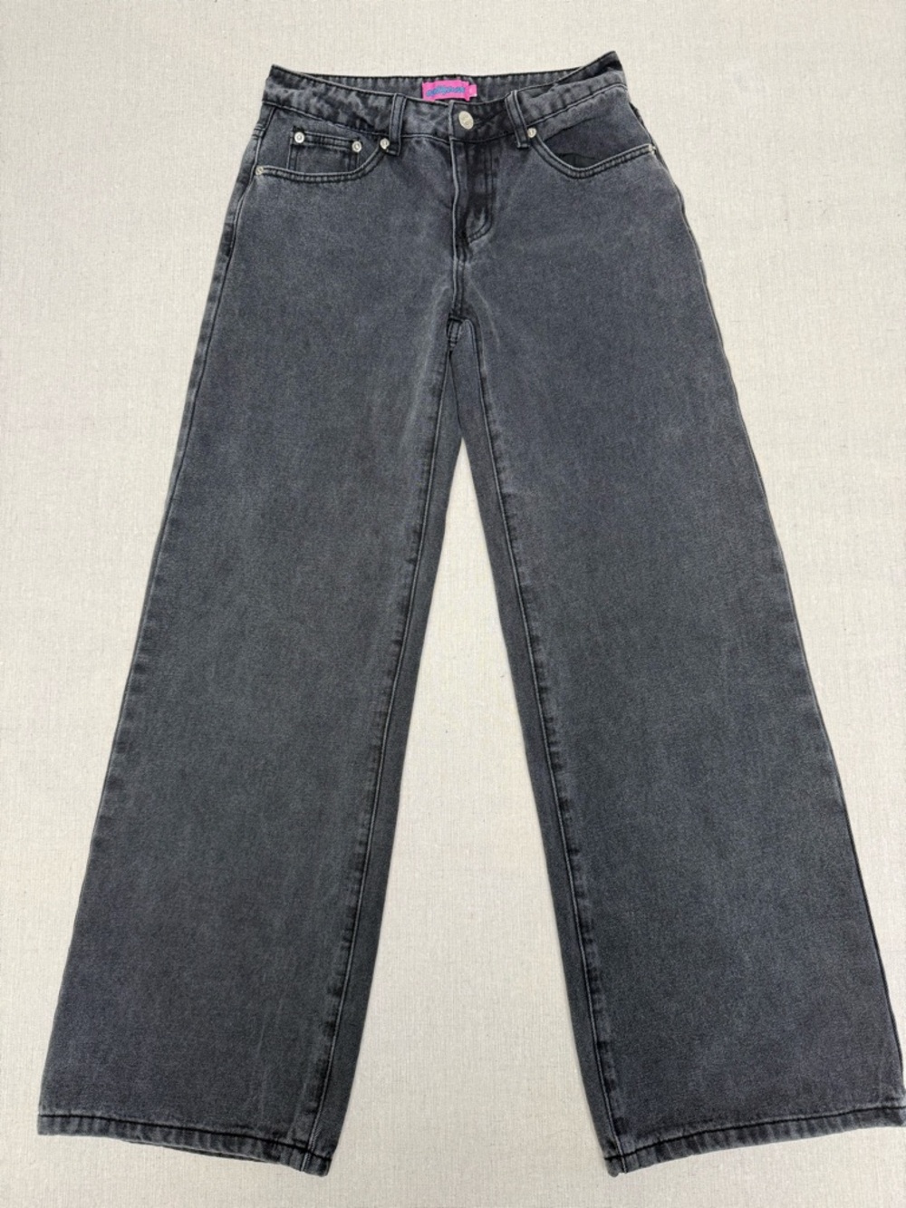 Edikted Denim 
Wide Leg Faded black Low Rise Jeans
Size XS